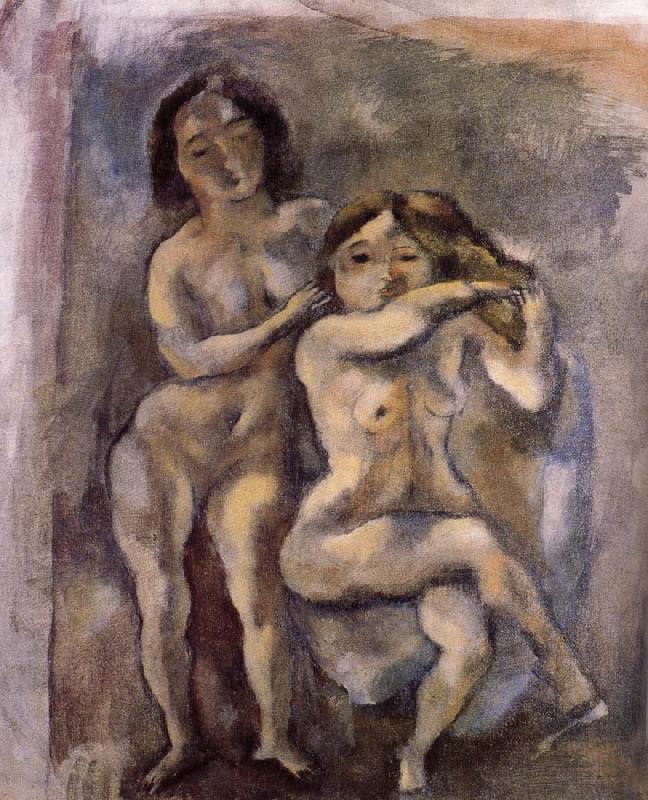 Jules Pascin Gril with sheila are hackle golden hair